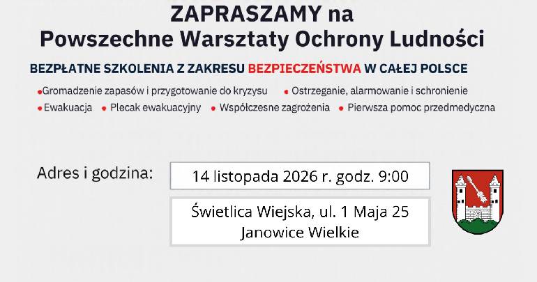 Bezpłatne warsztaty ochrony ludności w Janowicach Wielkich